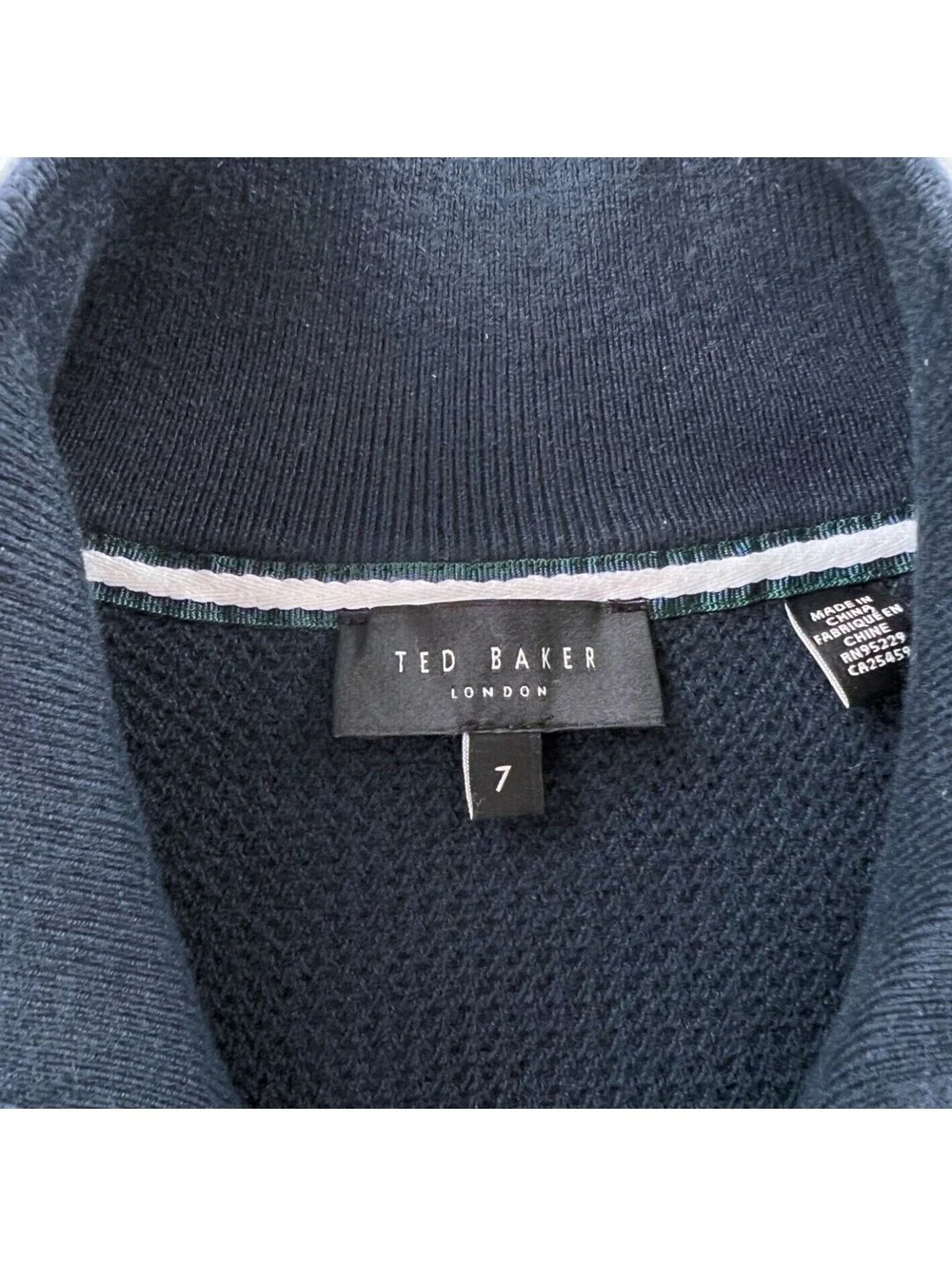 Ted Baker Meaddo Navy Blue 1/4 Zip Sweater Size 7 / 3XL